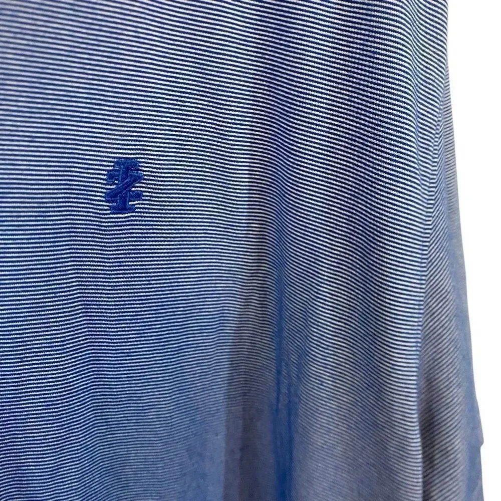 IZOD blue striped cotton blend collared polo blue XXL shirt sleeve